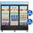 Glass Door Merchandiser Freezer, 70 Cu.Ft Swing Door Commercial Reach-In Display Refrigerator With LED Top Panel Upright Freeze Storage, Three Cabinets, Black