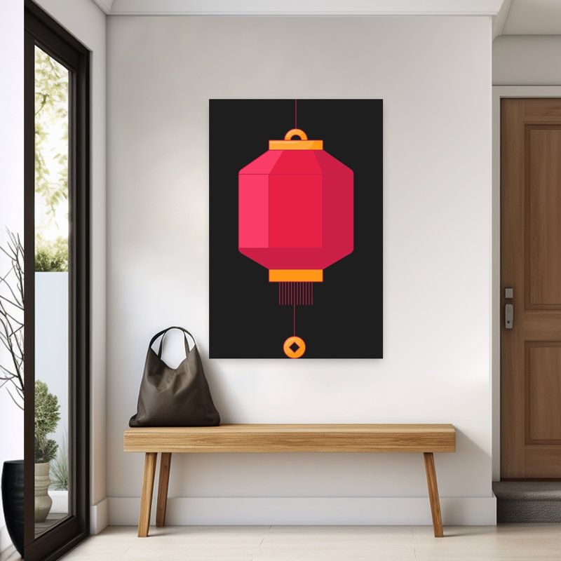 Festive Red Lantern Traditional Spring Wall Art Print by Marika Barsrsind - Wrapped Canvas Print, 152.4cm H x 101.6cm W