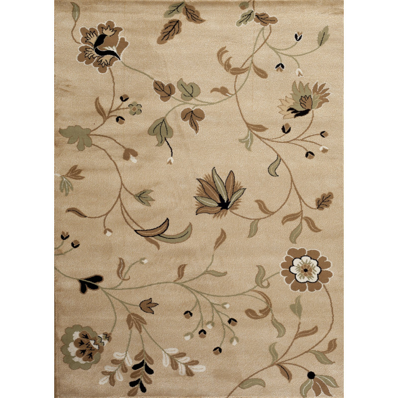 Tapis décoratif beige floral Chapman, Rectangle 2 pi x 3 pi