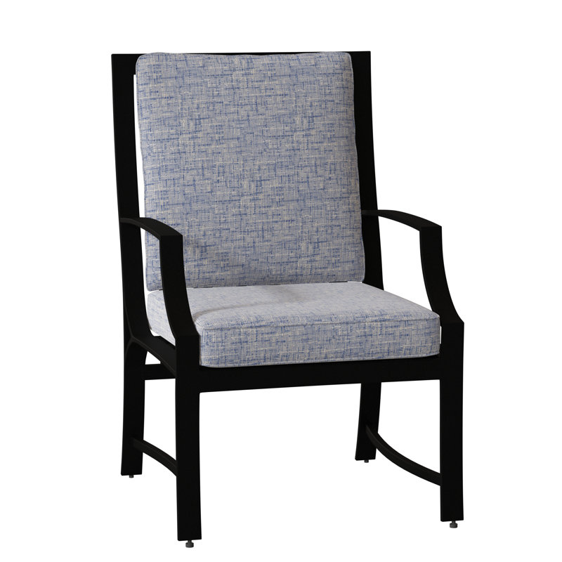 Seal Cove Outdoor Dining Armchair, Impact Vapor Gray Sunbrella®, Textured Black