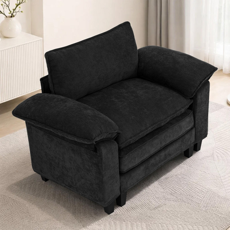 Fauteuil d'appoint rembourré Modern Comfy, Tissu noir