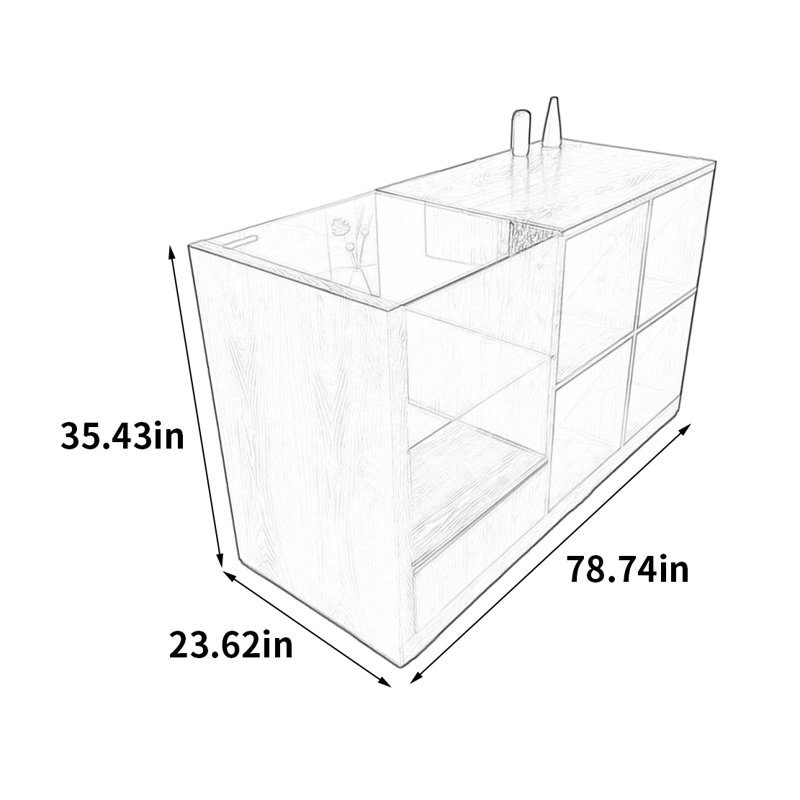 Armoire pour îlot central de style rétro, H 35,43 po x l 78,74 po x P 23,62 po