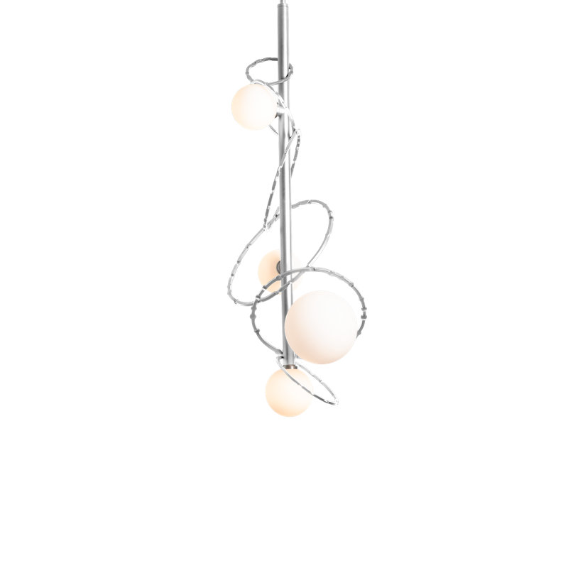 Olympus Vertical Pendant - Opal Glass, Sterling