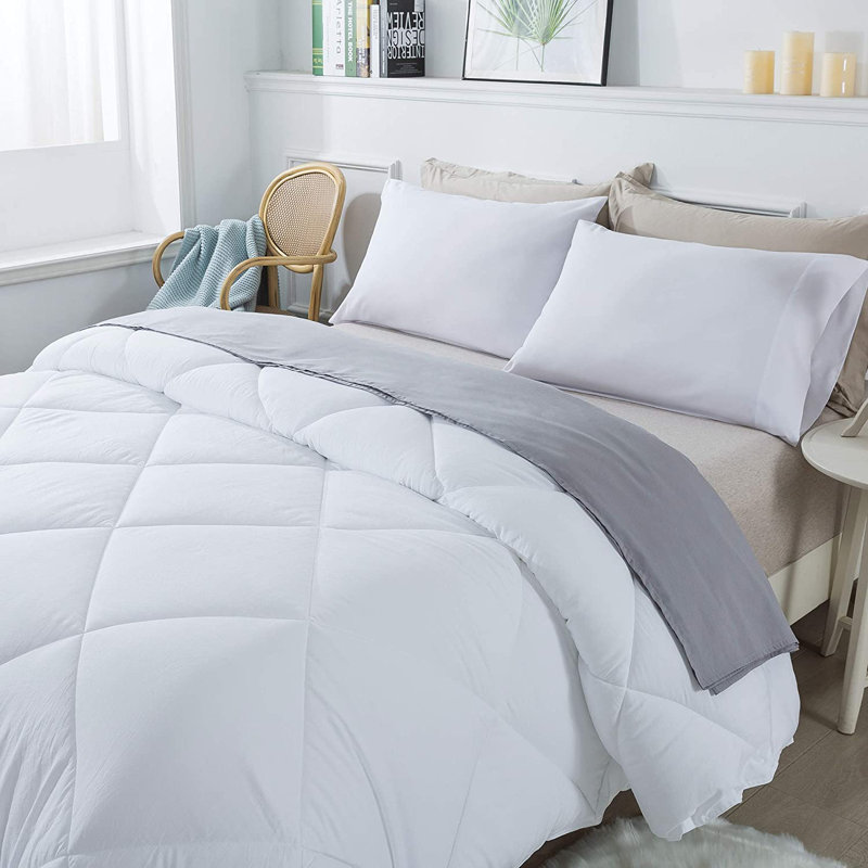 Polyester Box Stitch Comforter, Queen Comforter, White