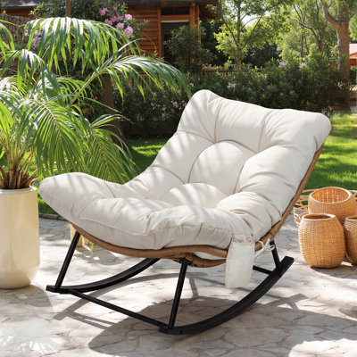 Outdoor Rattan Rocking Chair with Cushion