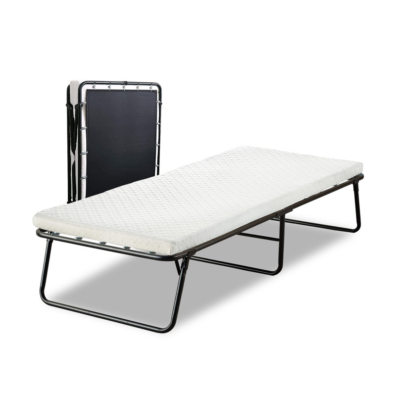 Lit pliant Bridgepointe de 14 pouces avec luxueux matelas en mousse à mémoire de forme de 3 pouces et structure en métal robuste et robuste.