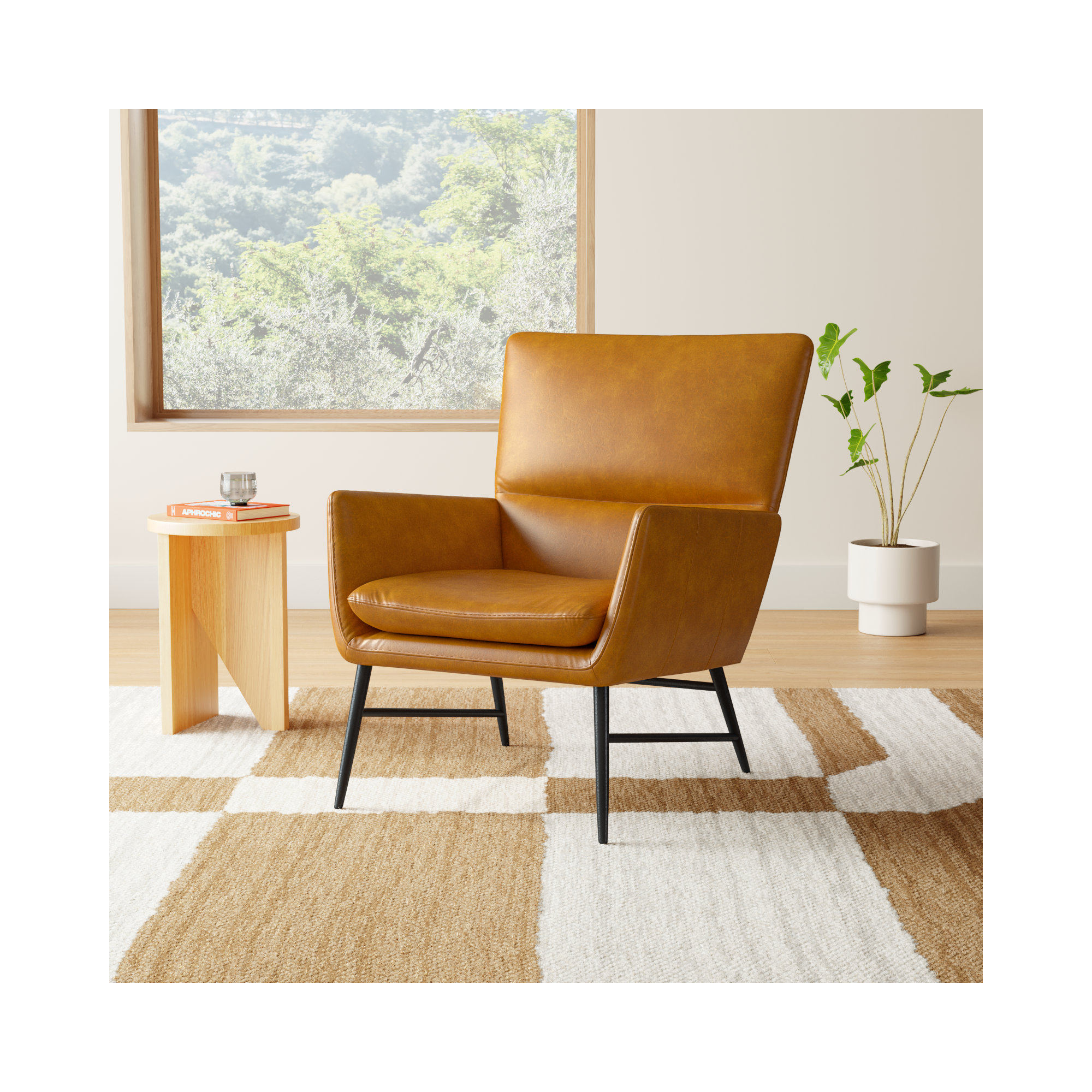 Pisces 29" Wide Lounge Chair, Brown Leather