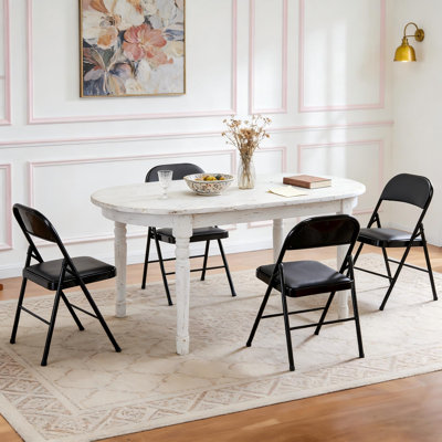 Ensemble de 4 chaises de salle à manger pliables robustes, structure en acier et sièges élégants pour l'intérieur et l'extérieur pour le patio et la maison