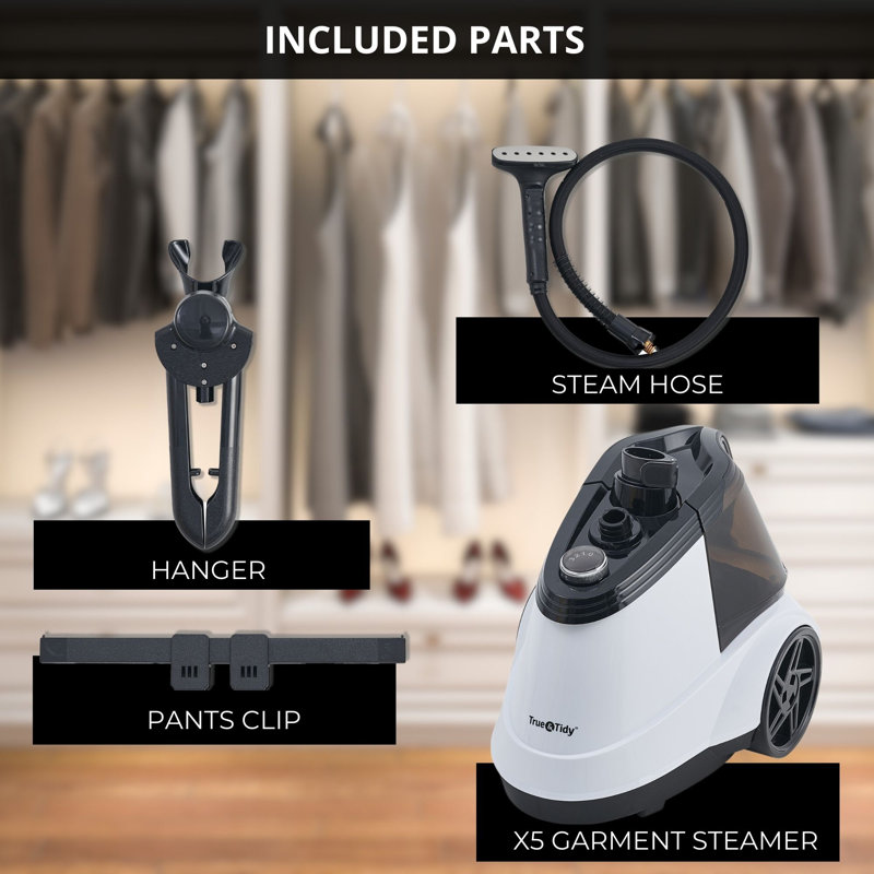 True & Tidy Pro Commercial Heavy Duty Garment Steamer With Extra Large 2.9L Water Tank, White