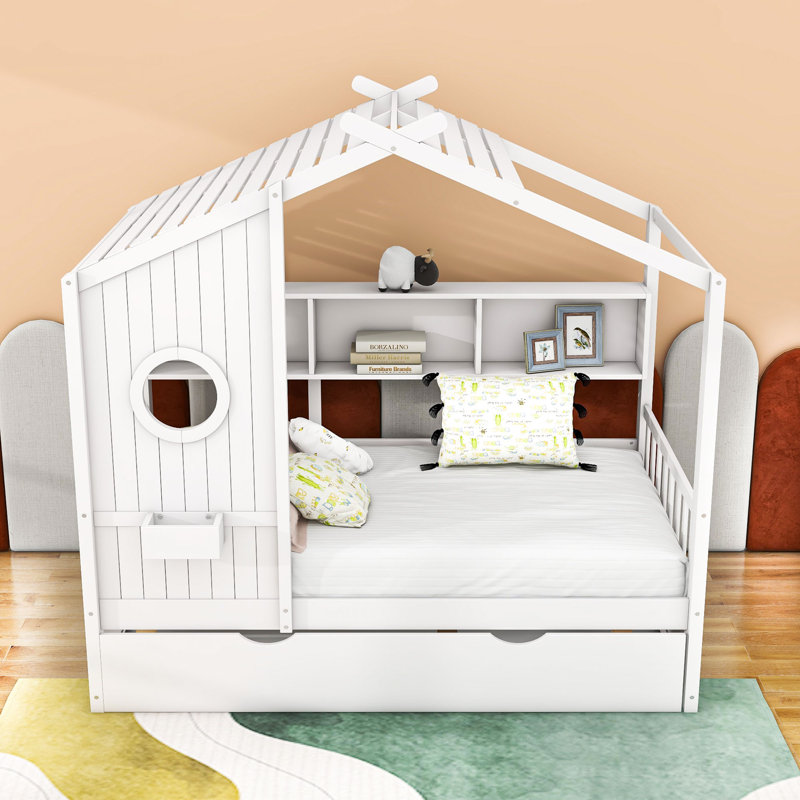 Lit plateforme avec lit gigogne Adaure, Simple, Blanc