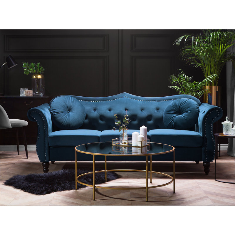 3 Seater Velvet Sofa, Blue