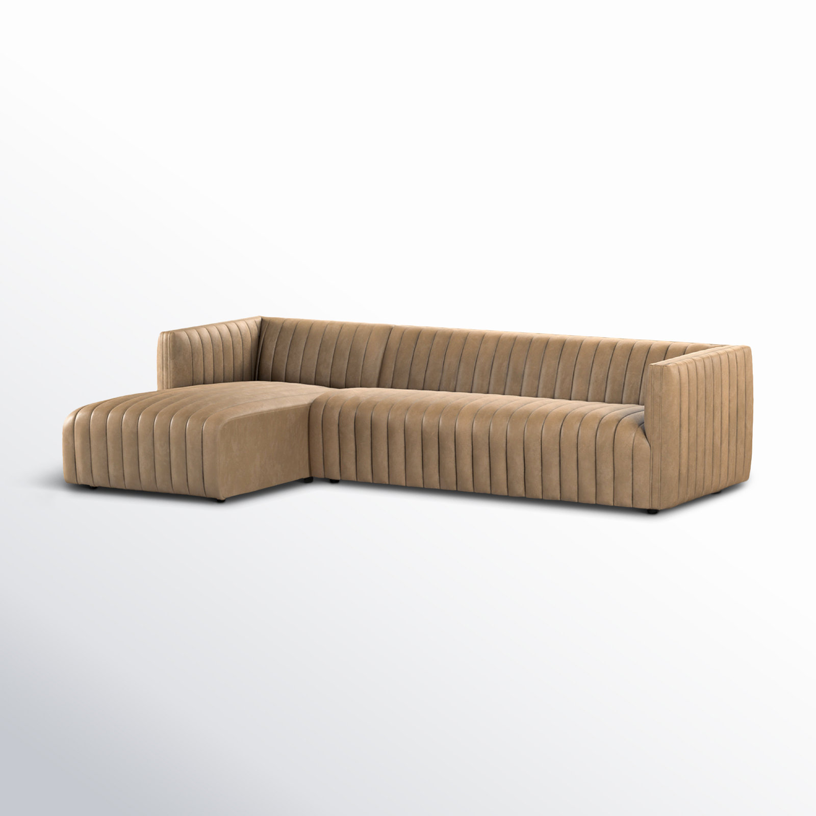 Brandt Upholstered Chaise L-Sectional, Palermo Drift Genuine Leather, Left Hand Facing, 26.5" H x 105" W x 64" D