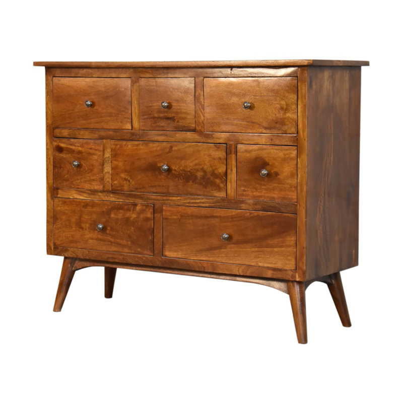 Solerno Solid Wood 100cm W 8 - Drawer Chest of Drawers