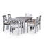 Table rectangulaire d'extérieur gris argenté avec parasol