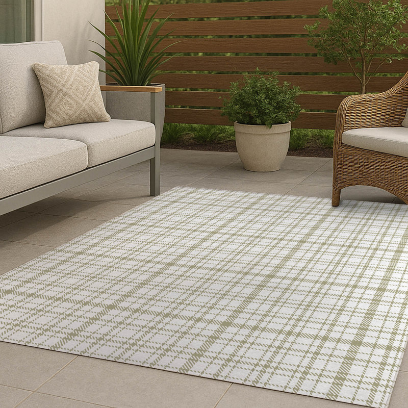 Tapis d'extérieur antidérapant à carreaux Liz, Rectangle 4pi x 6 pi