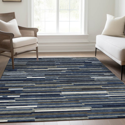 Premium Machine Washable Prisco Navy Rug