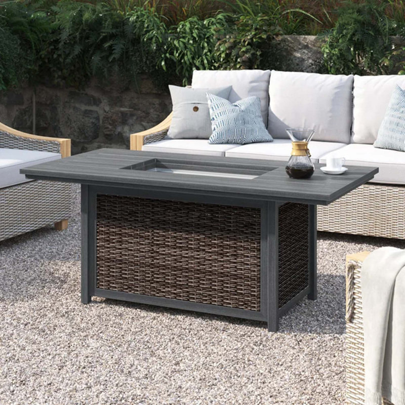 Aluminum/Wicker Propane Fire Pit Table