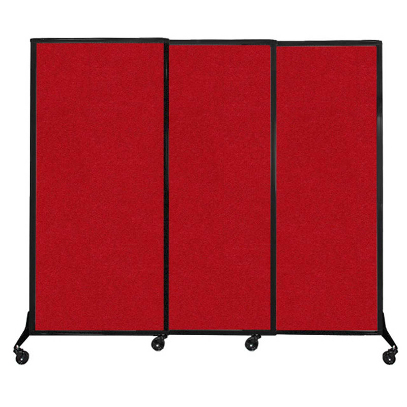 Cloison coulissante à 3 panneaux QuickWall, Rouge, H 70 po x l 100 po