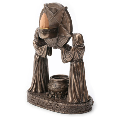 7.28 in H Sigil of Baphomet Occult Altar Backflow Incense Burner Poly Resin