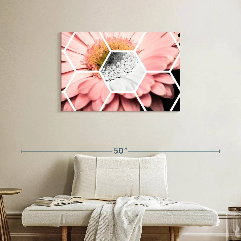 Harnek Pink Gerbera Hexagon, 24" H x 36" W