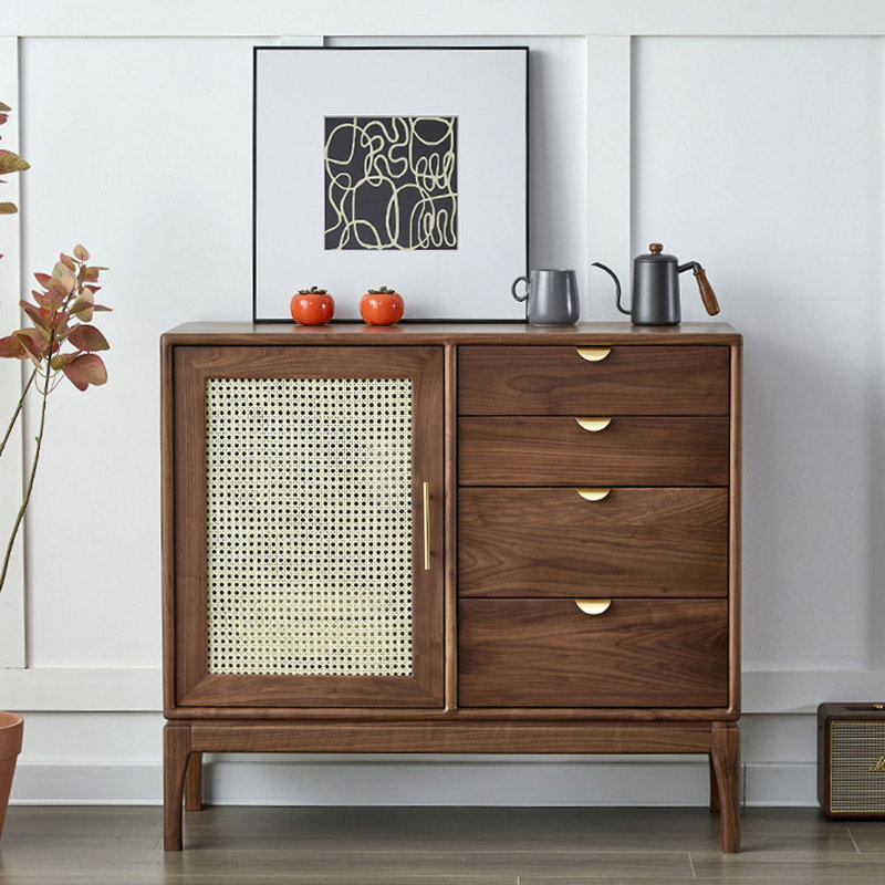 Simple rattan tea cabinet side storage cabinet