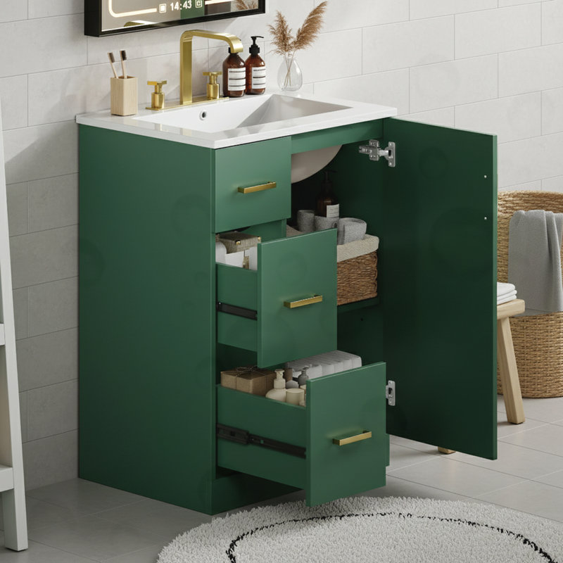 Meuble-lavabo avec 2 tiroirs, Vert
