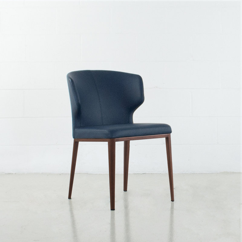 Chaise d'appoint rembourrée Belby, Pierre bleue, Noyers