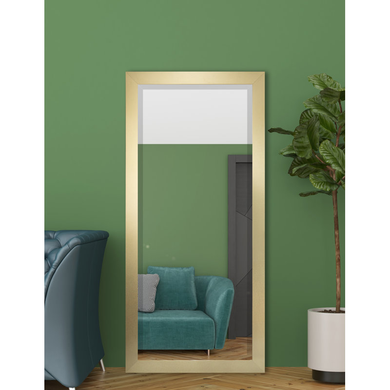 Miroir biseauté pleine longueur Shawhan, 65,5 po x 25 po, Doré