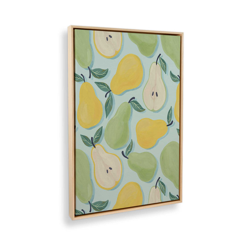 «Fruit Salad Collection Pears» par Garima Dhawan, reproduction d'art, H 16 po x l 12 po, Cadre flottant, Tanné
