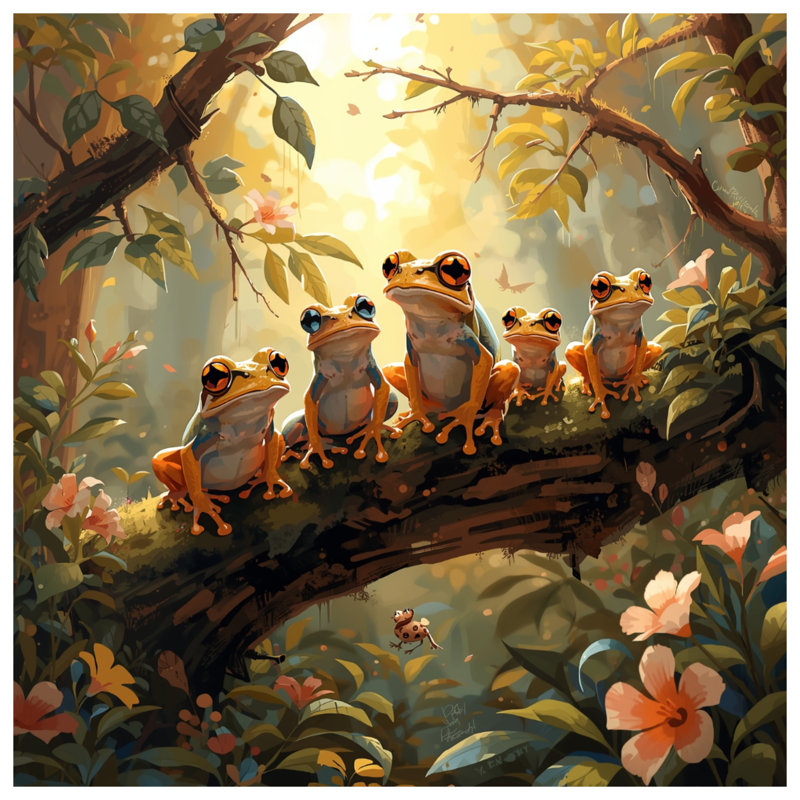 Couvre-lit matelassé Frogs on Tree Branch toutes tailles, Grand lit