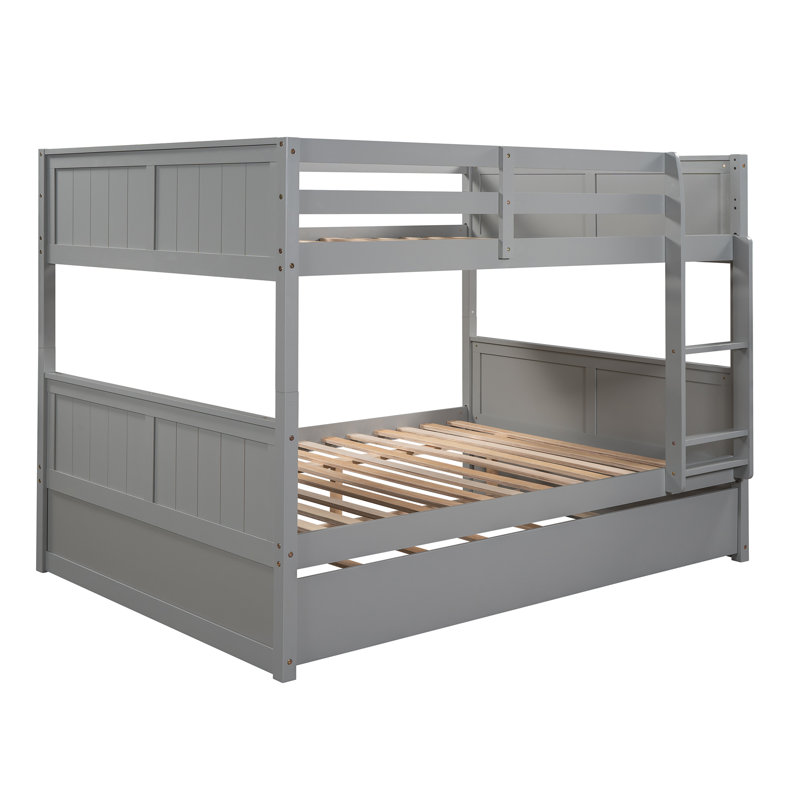 Devante Full Over Full Standard Bunk Bed with Trundle, Gray