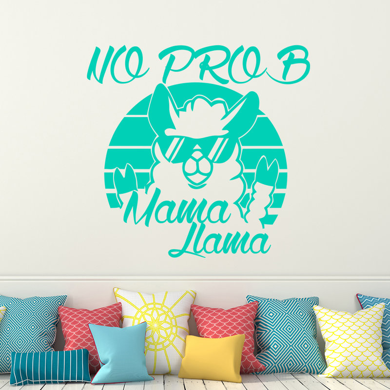 Décalcomanie murale "no prob maman llama", Menthe