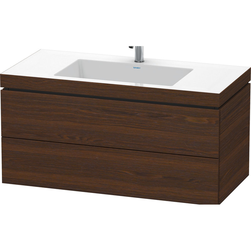 Apricot Pearl High Gloss 39" Wall-Mounted Single Bathroom Vanity Set, Brushed Walnut