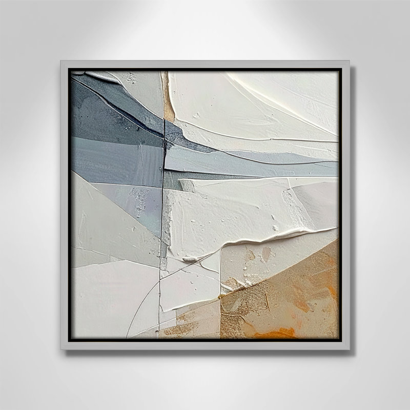 «Plastered IV» par Alonza Saunders, 13.5'' W x 13.5'' H, Framed Canvas, Silver Floater