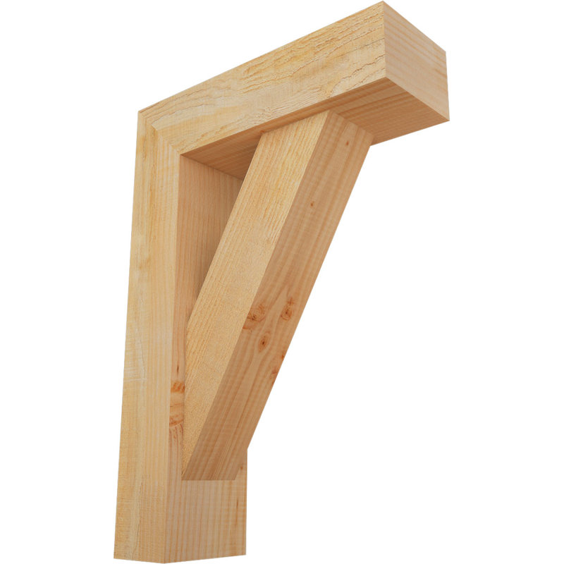6"W x 18"D x 26"H Traditional Block Rough Sawn Bracket w/ Offset Brace, Douglas Fir, 26 x 18, 6"W Douglas Fir (Rough Sawn)
