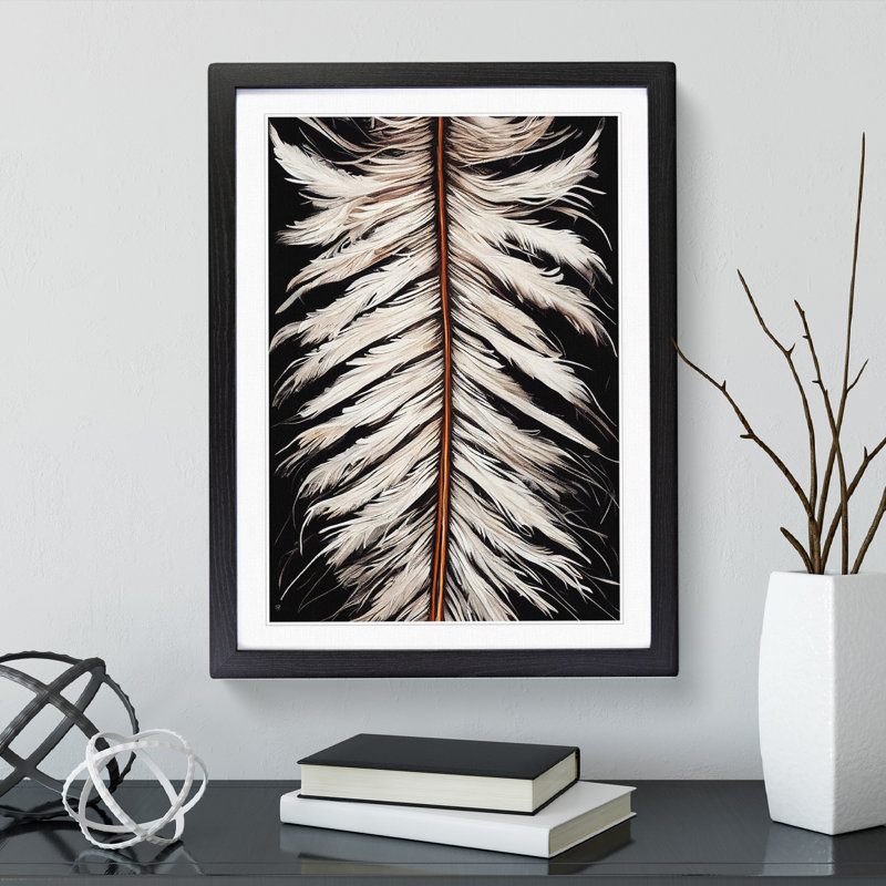 XV1022-5236X Winter Feather - Single Picture Frame Print, 64cm H x 46cm W, Black Framed