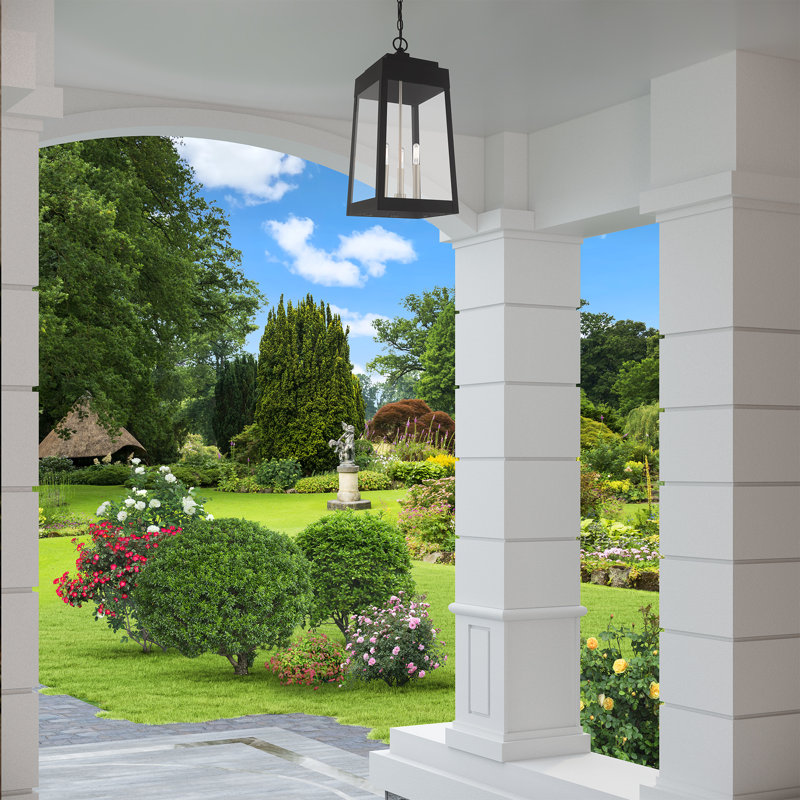 Lanterne suspendue d'extérieur à 3 ampoules Antionetta, H 19,75 po x l 8,25 po x P 8,25 po, Laiton satiné