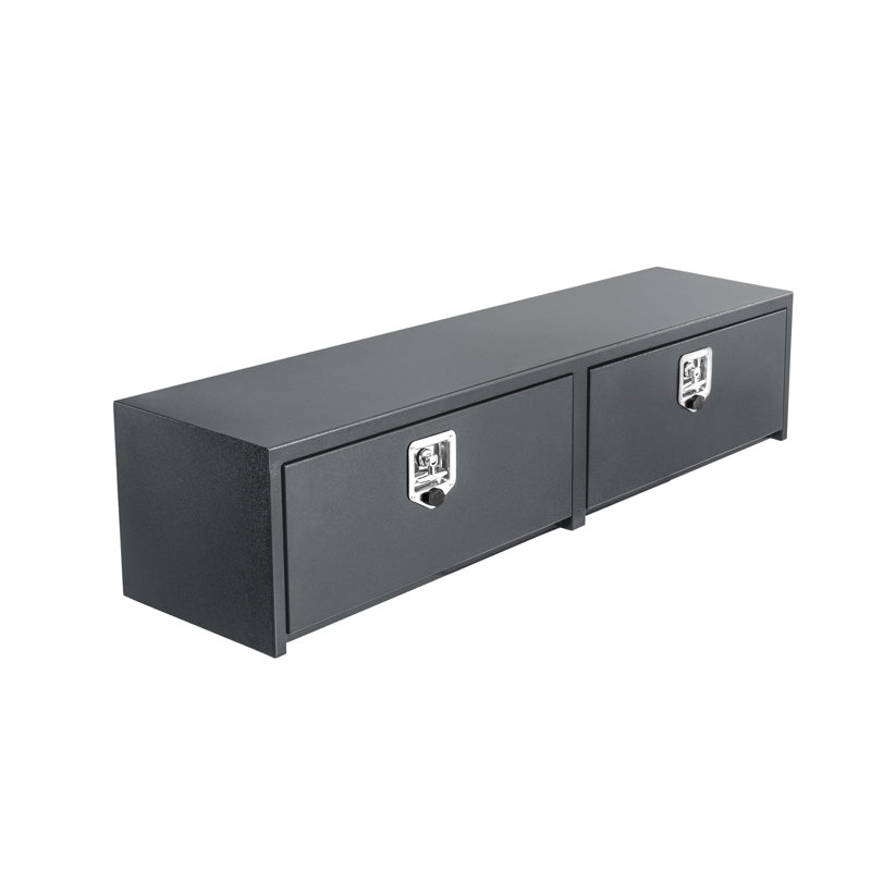 Heavy Duty Underbody Tool Box Truck Bed Storage with t-Handle Lock Black Steel Smooth Surface Truck Tool Box for Truck, Pick Up, RV, Trailer, 60x 16 x 13 Inch