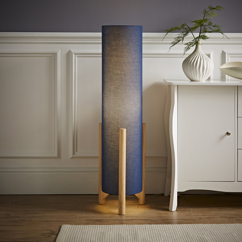 Richela 110cm Wood Traditional Floor Lamp, Navy, Yes