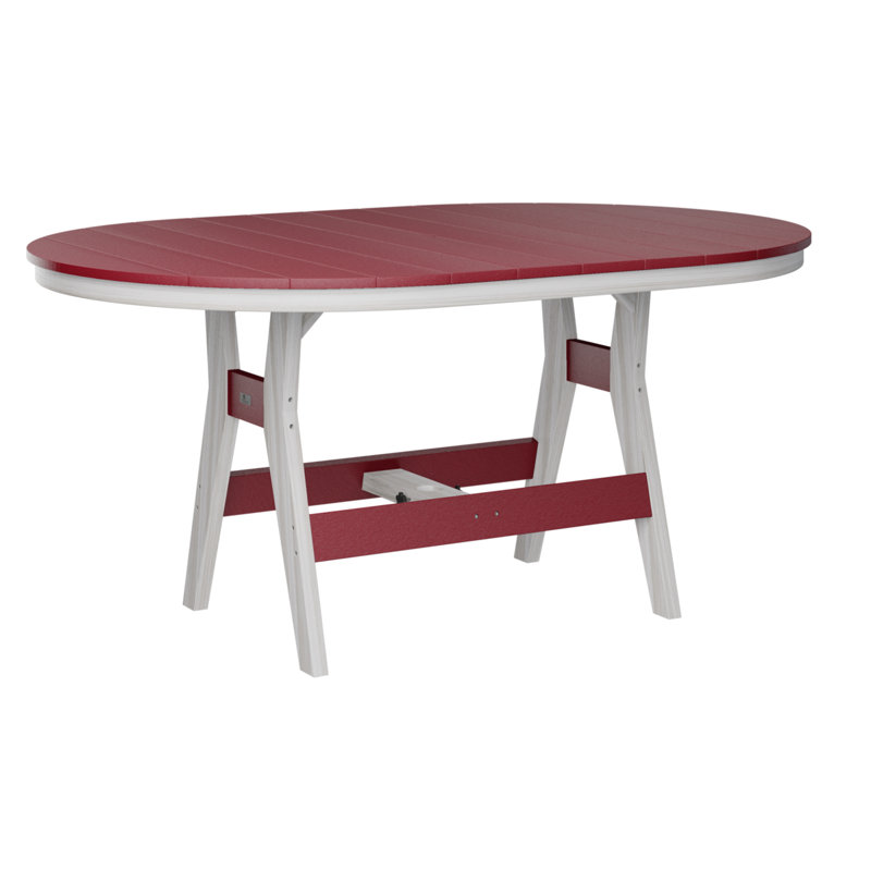 Harbor Outdoor Oval Dining Table, Seashell, Scarlet Red