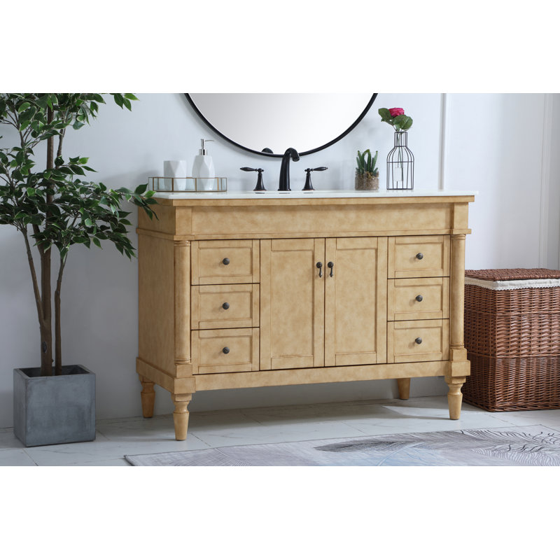 Ensemble de meuble-lavabo simple 48 po Lexington, Beige antique, Blanc ivoire