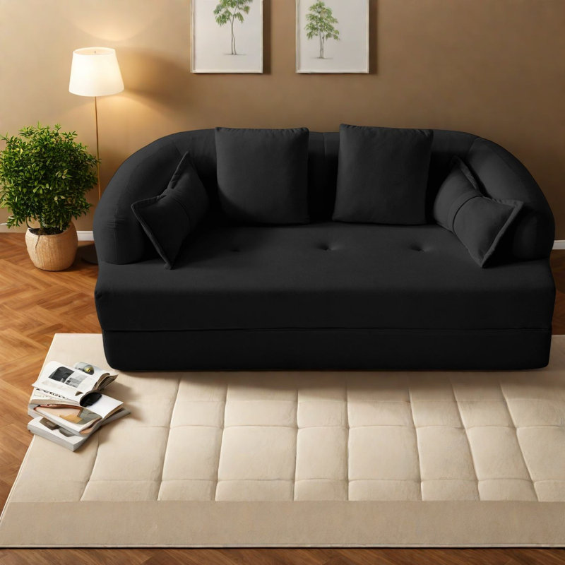 Canapés pliables à compression, canapé multifonctionnel moderne en chenille noire