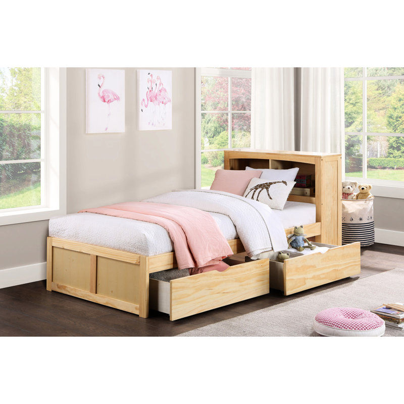 2 pièces sous le lit en pin naturel, conception transitionnelle, roulettes pour améliorer la fonction de la chambre à coucher, finition en pin de rangement de 37,5 po x 17 po 11 po, espace d'organisation,