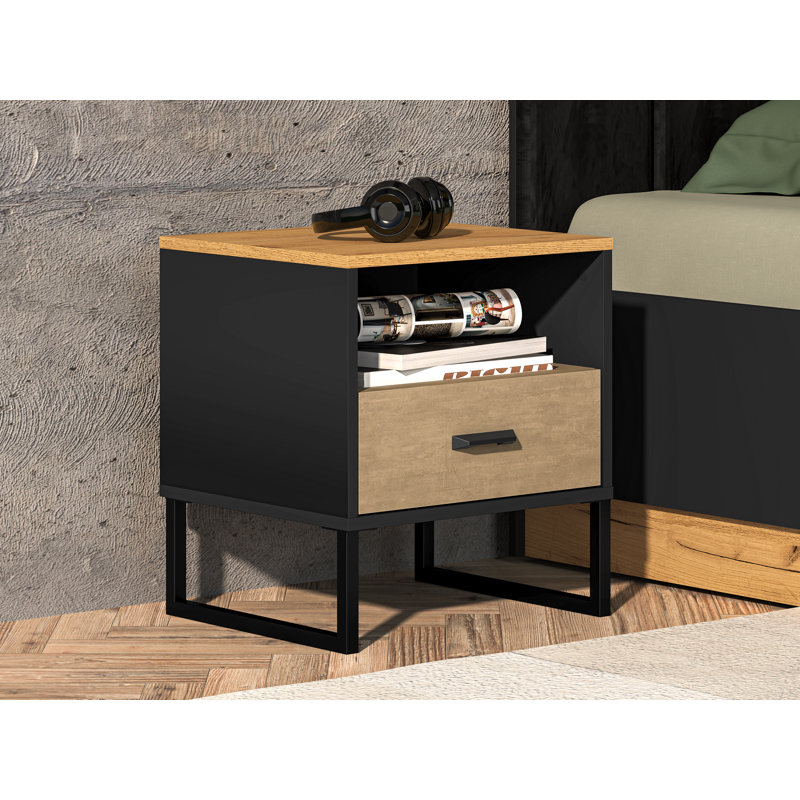Cobos 45cm W Manufactured Wood Bedside Table