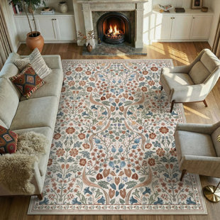 Tapis lavable à motif floral Kaldi
