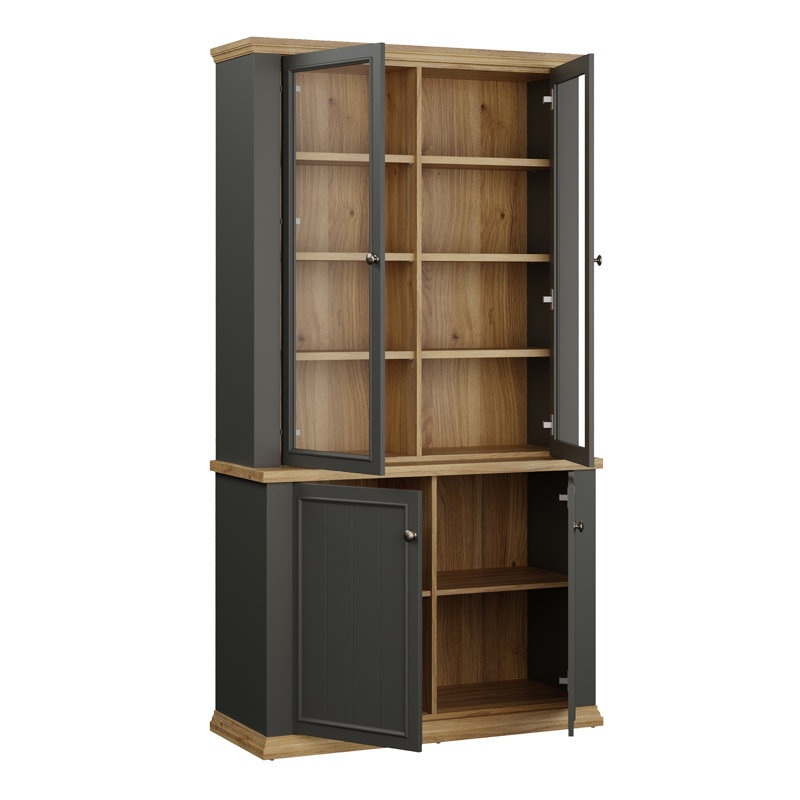 Pontypool 4 Door Display Cabinet, Grey