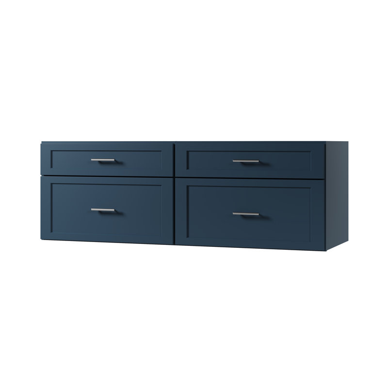 Meuble-lavabo mural flottant double 60 po Disar, Bleu