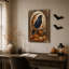 Art mural sur toile, "Black Crow on Crescent Branch with Autumn"-751051207