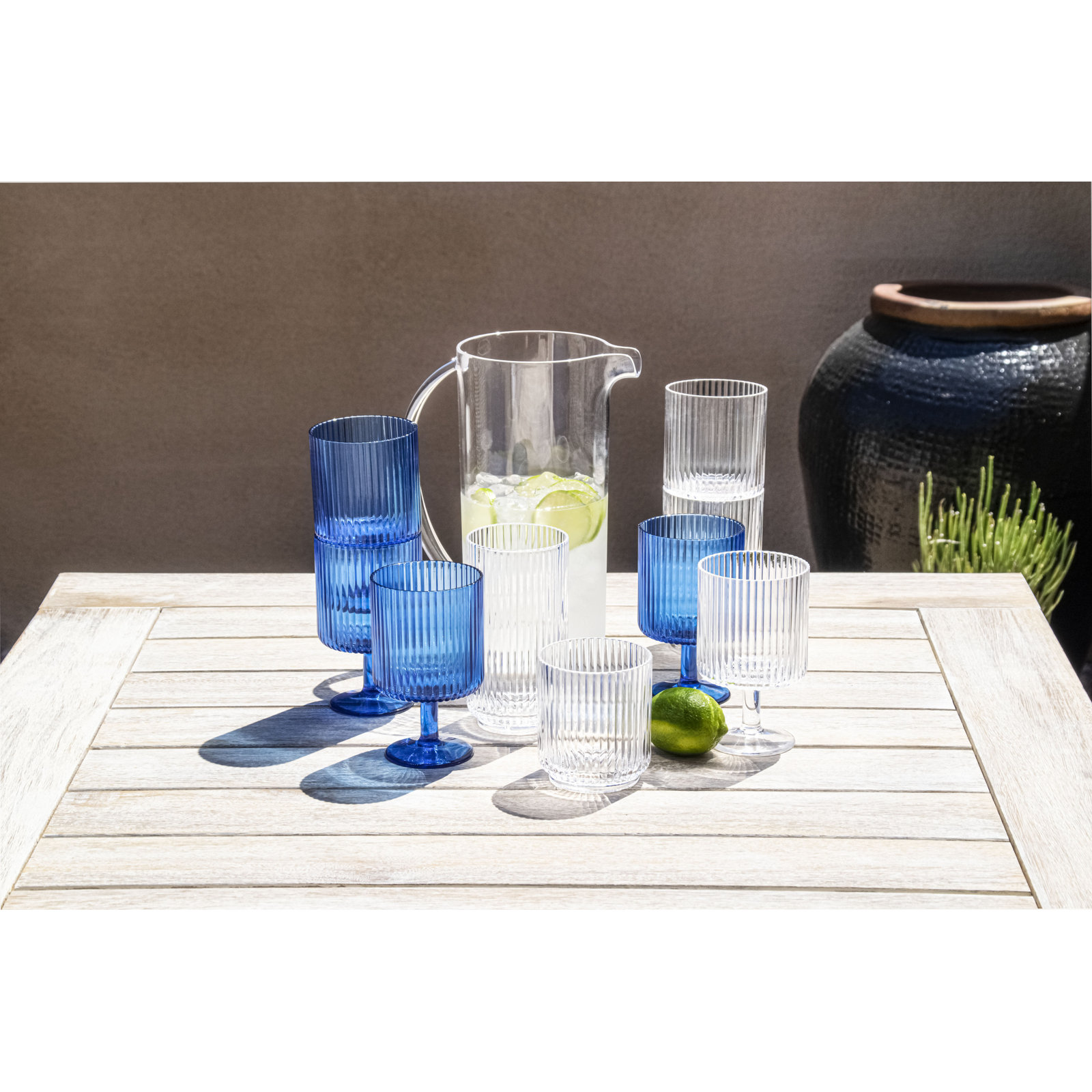Indra Acrylic Drinking Glass Set, Pink, 15oz.