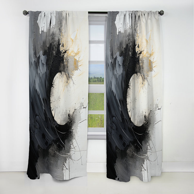 Contraste Harmony II - rideau abstrait à spirales - rideau occultant abstrait - 1 panneau, 52" W x 120" L